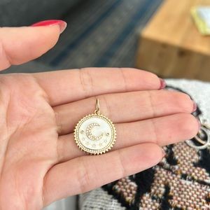 Yellow gold and Diamond moon and stars pendant